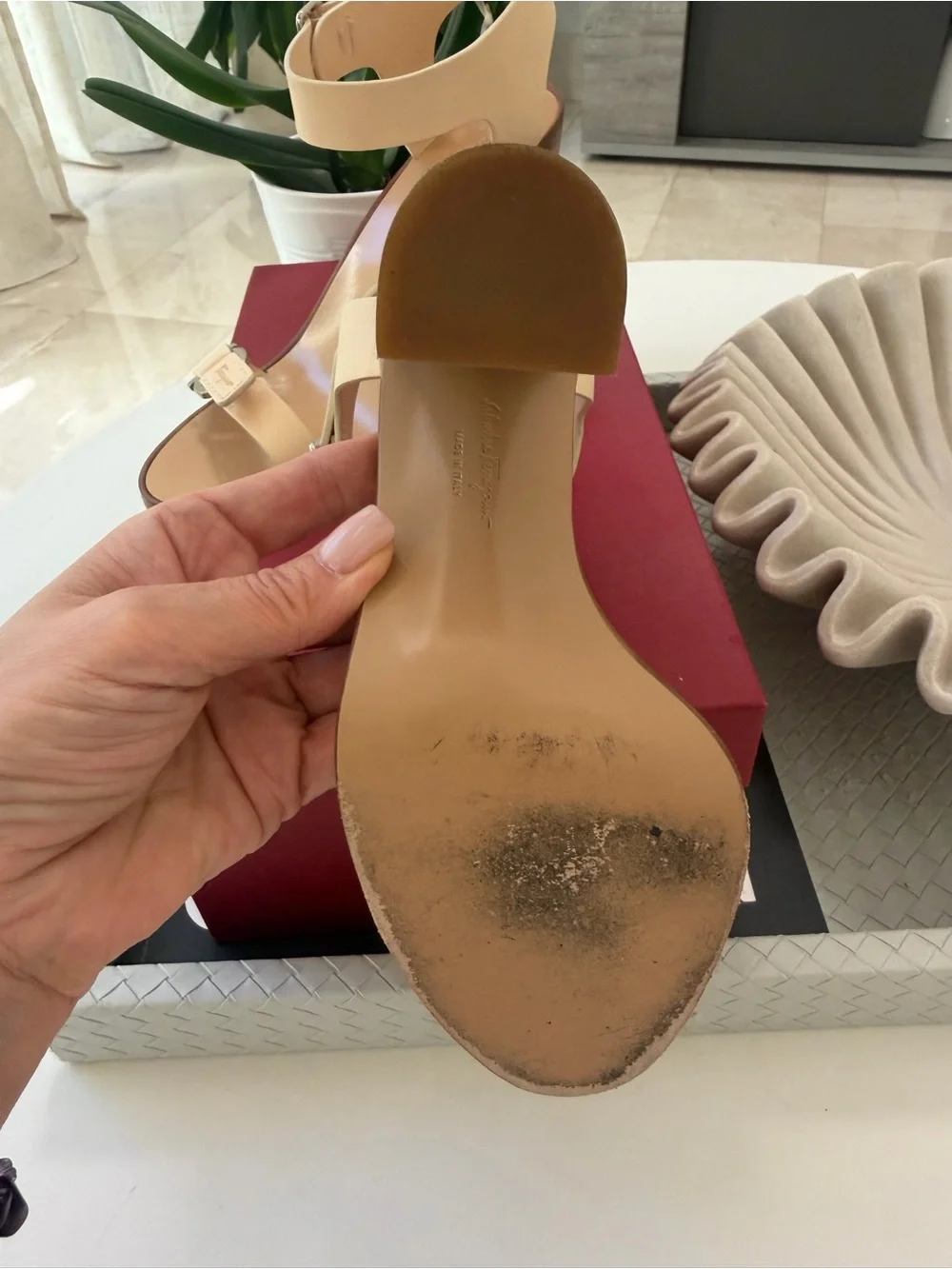 Salvatore Ferragamo Palba Butter Calf Leather Block Heel Sandals